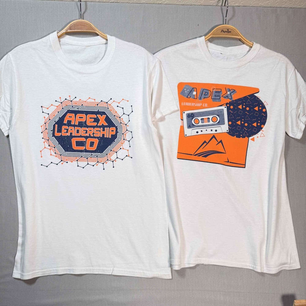 Apex Leadership Co Graphic 2 T-Shirt Bundle White Retro Arcade Cassette Mens M